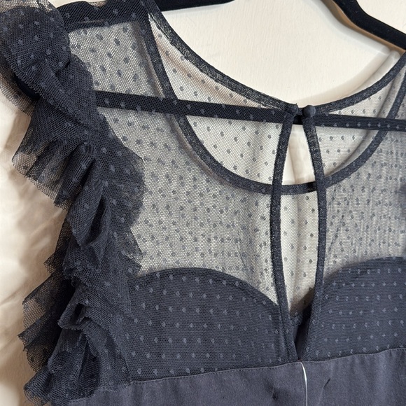 Betsey Johnson Black cotton dress with mesh and ruffle detail NWT - Picture 6 of 7